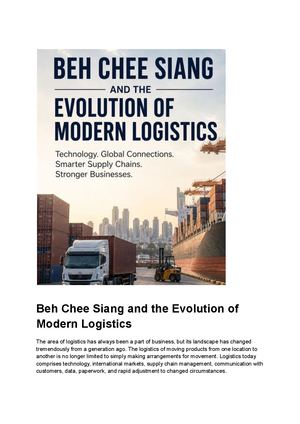 Beh Chee Siang and Technology in Supply Chain Management