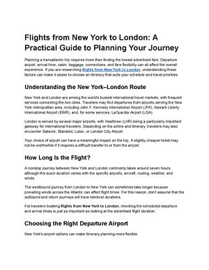 Flights from New York to London: A Practical Guide to Planning Your Journey