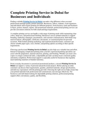 Complete Printing Service In Dubai For Businesses And Individuals