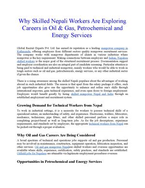 Why Skilled Nepali Workers Are Exploring Careers In Oil & Gas, Petrochemical And Energy Services
