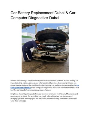 Car Battery Replacement Dubai & Car Computer Diagnostics Dubai