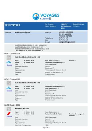 Document De Voyage Lys Oslo Lys 7 1010