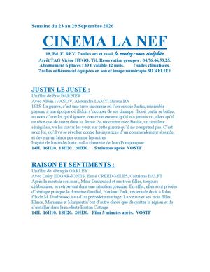 Programme Cinéma La Nef Grenoble Semaine Du 23 Au 29 Septembre 2026