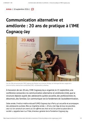 Communication Alternative Et Améliorée 20 Ans De Pratique à L’ime Cognacq Jay