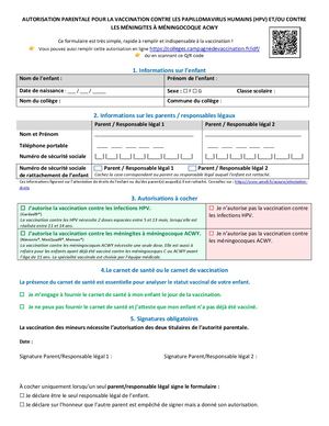 Autorisation parentale 2026-2027 - Français