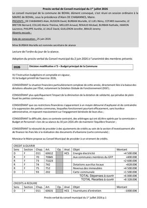 PV De Conseil Du 01 07 2026
