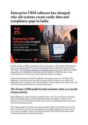 Enterprise Crm Software Has Changed Why Old Systems Create Costly Data And Compliance Gaps In India