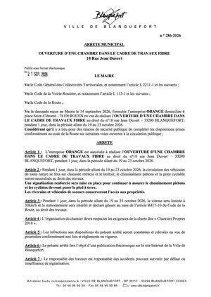 Arrêté n°286-2026