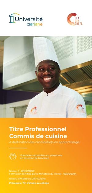 CFA des Chefs - Titre Professionnel Commis de Cuisine