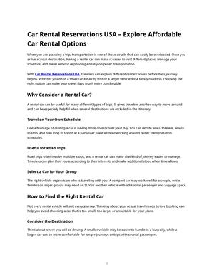 Car Rental Reservations Usa – Explore Affordable Car Rental Options