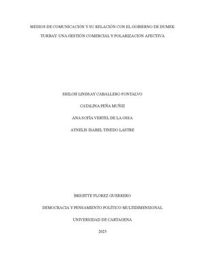 Ensayo Final Democracia Medios De Comunicación Y Su Relación Con El Gobierno De Dumek Turbay