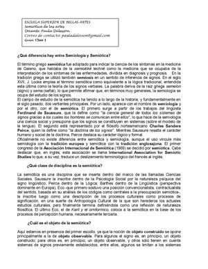 Semiótica De Las Artes Semiótica Y Semiología