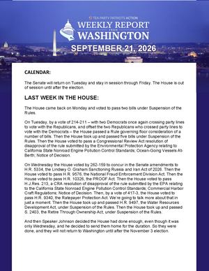 WEEKLY WASHINGTON REPORT 09/21/2026