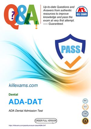 ADA Dental Admission Test Exam Questions