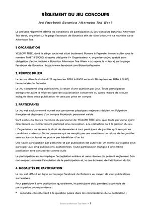 Reglement Jeu Botanica Afternoon Tea