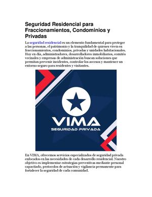 Seguridad Residencial Para Fraccionamientos, Condominios Y Privadas