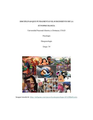 Disciplinas Que Fundamentan El Surgimiento De La Etnopsicología