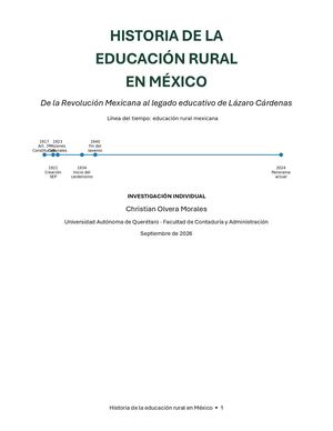 Historia De La Educacion Rural En Mexico Christian Olvera