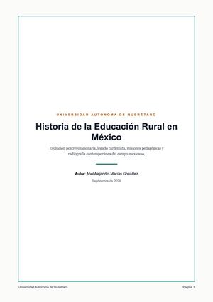 Historia De La Educación Rural En México Abel Alejandro Macías González