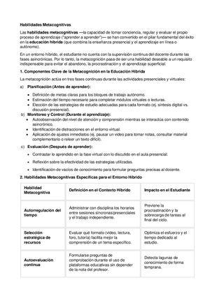 Habilidades Metacognitivas