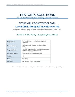 Dhis2 M Supply Hospital Portal Proposal