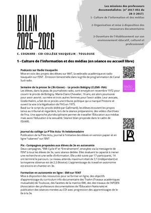 Bilan 2025-2026