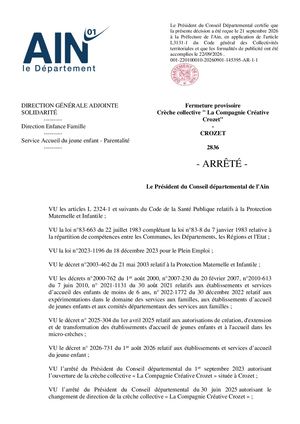 Fermeture Provisoire Crèche Collective La Compagnei Créative Crozet