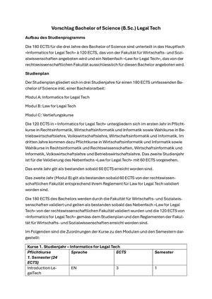 Bsc Legal Tech Studienpläne
