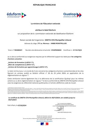 Gml Certificat EDUFORM
