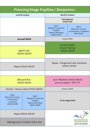 Programmes Stages Toussaint 2026