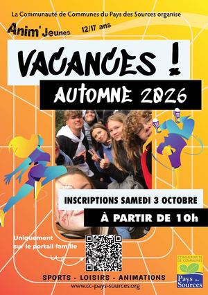 Programme vacances Automne 2026
