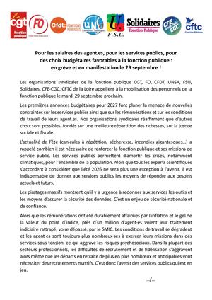 Appel Intersyndical 29 Septembre