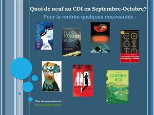 Quoi de neuf au CDI en septembre Octobre ?