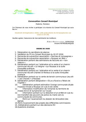 Convocation Conseil Et Oj 25092026