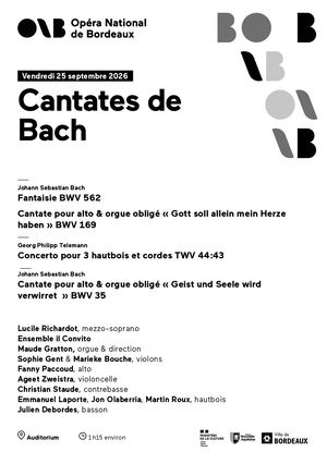 Programme Cantates de bach vendredi 25 septembre 2026