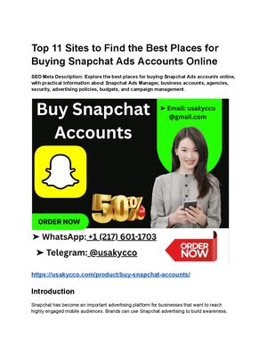 Top 11 Sites To Find The Best Places For Buying Snapchat Ads Accounts Online