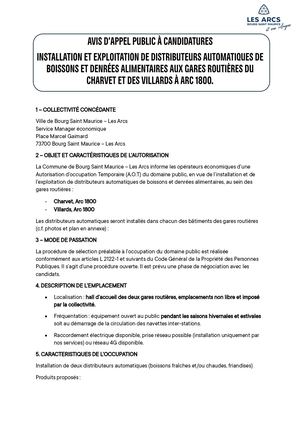 Appel à Projet Gares Routières Arc 1800