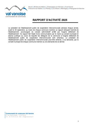 Rapport d'activité des services 2025