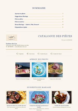 Catalogue Pieces Traiteur Des Lys